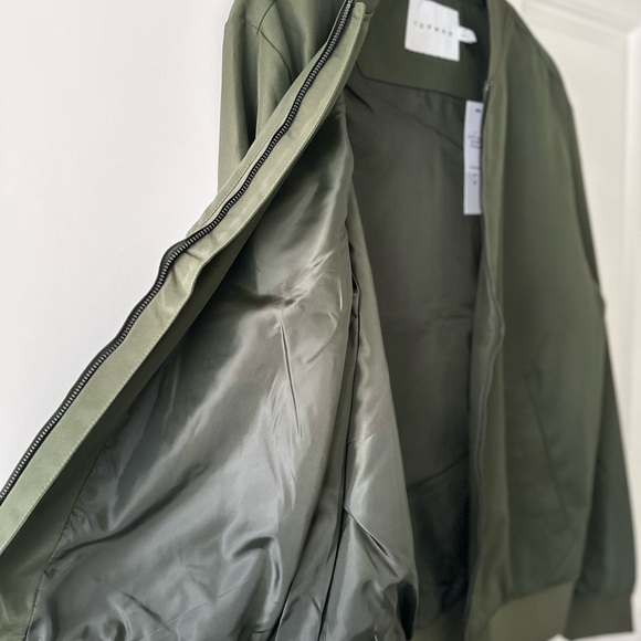 Topman Olive Green Bomber Jacket - Picture 9 of 10